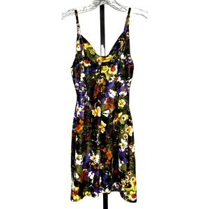 Urban Outfitters Velvet Floral Slip Dress‎ Womens XS Mallory Black Body Con goth